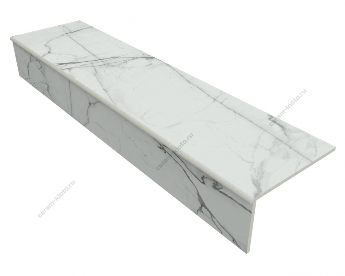 Ступень из керамогранита Idalgo Home Pallisandro Nero ID9086B021LLR 1200x300 Лёгкое лаппатирование Белый фаска 1\4 круга с полировкой торца