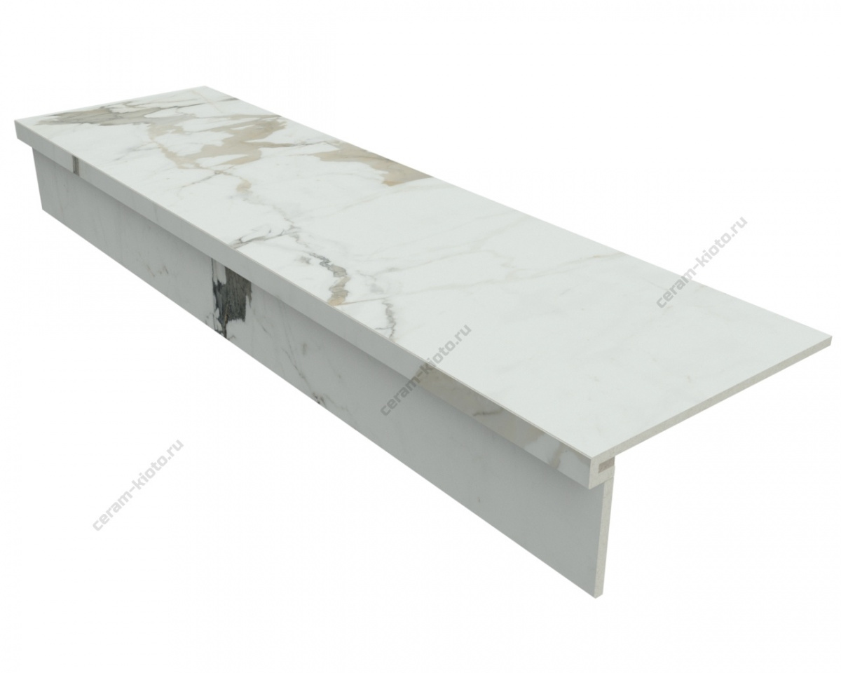 Ступень из керамогранита Idalgo Home Pallisandro Oro ID9086B087LLR-P 1200x330 с профилем П 30 мм Лёгкое лаппатирование Белый;Бежевый;Светло-бежевый;Светло-молочный с П-образной подклейкой носика