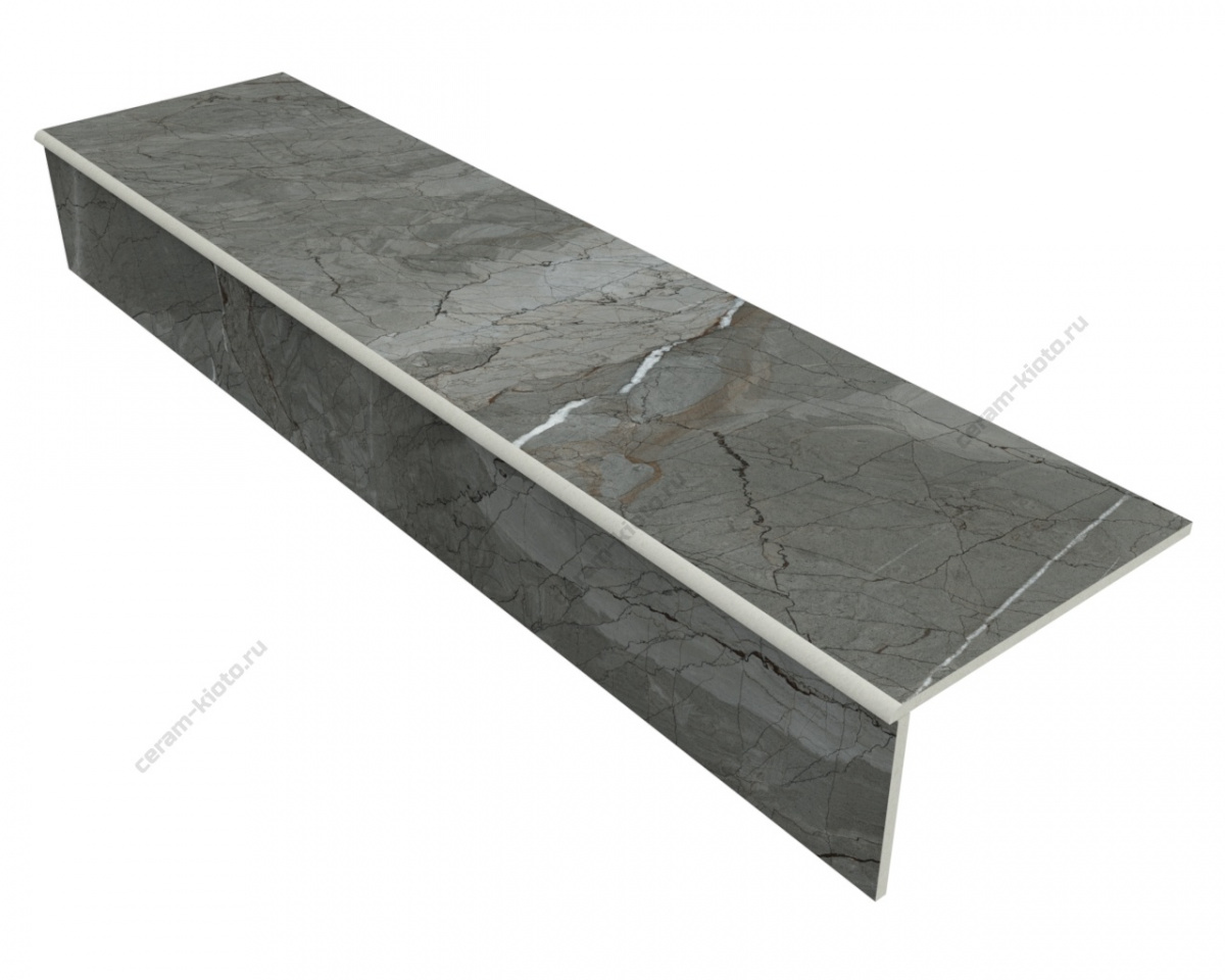 Ступень из керамогранита Idalgo Home Sunset Grigio ID9092B089LLR 1200x300 Лёгкое лаппатирование Серый;Тёмный;Тёмно-серый фаска 1\4 круга с полировкой торца