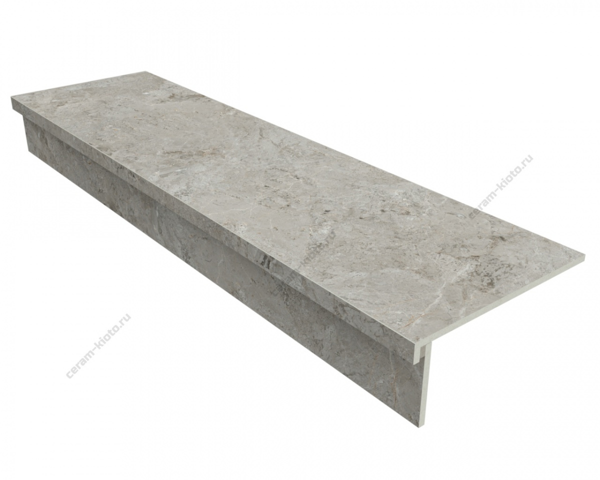 Ступень из керамогранита Idalgo Home Amarillo Delicate ID9085B086SR-G 1200x320 с профилем Г 30 мм Структурированный (рельефный) Бежевый;Светло-бежевый с Г-образной подклейкой носика